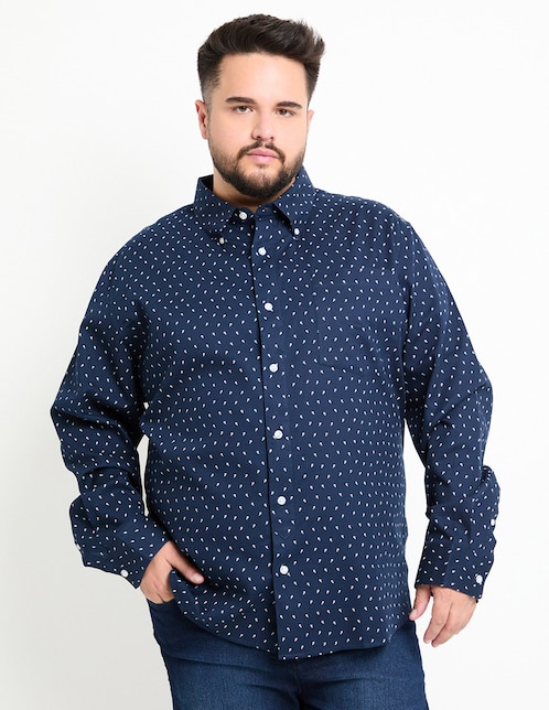 Camisa casual Weekend Plus de algodón manga larga para hombre