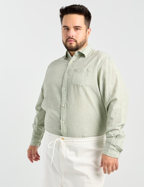 Camisa casual de algodón manga larga para hombre 1