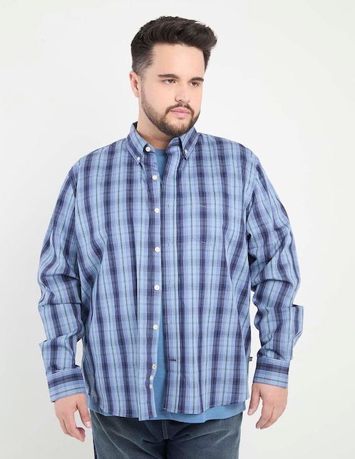 Camisa casual Weekend Plus de algodón manga larga para hombre