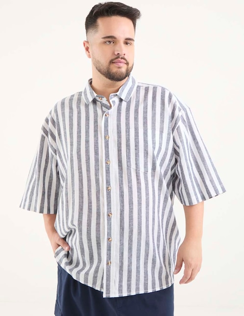 Camisa casual manga carta para hombre 1