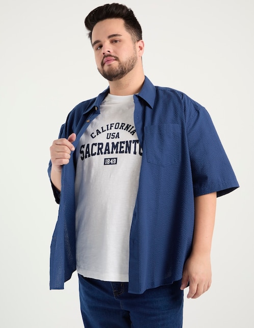 Sobrecamisa casual de algodón manga corta para hombre 1