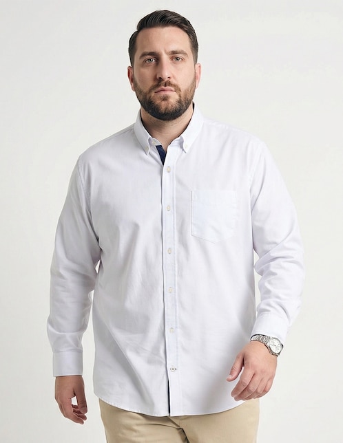 Camisa de vestir de algodón manga larga para hombre 1