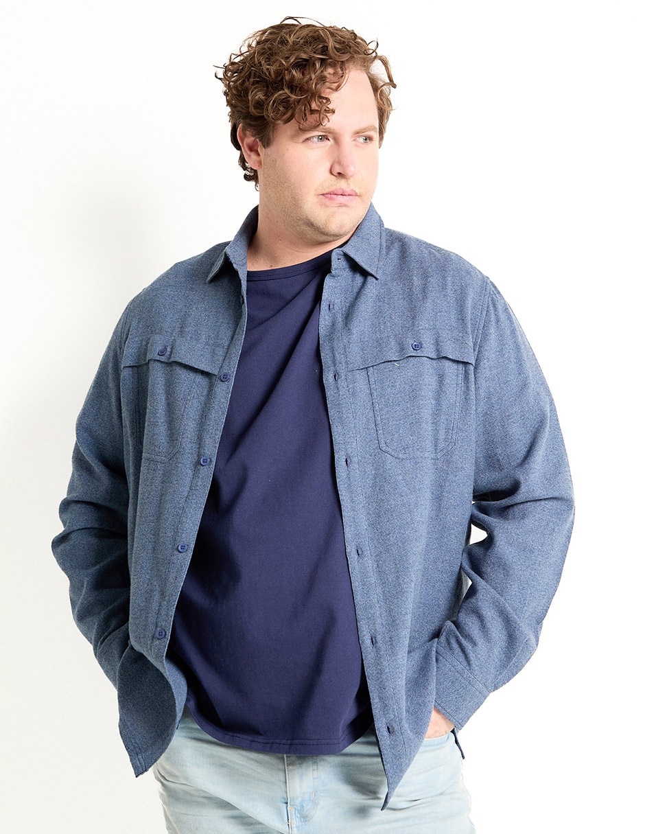 Camisa casual de algodón manga larga para hombre