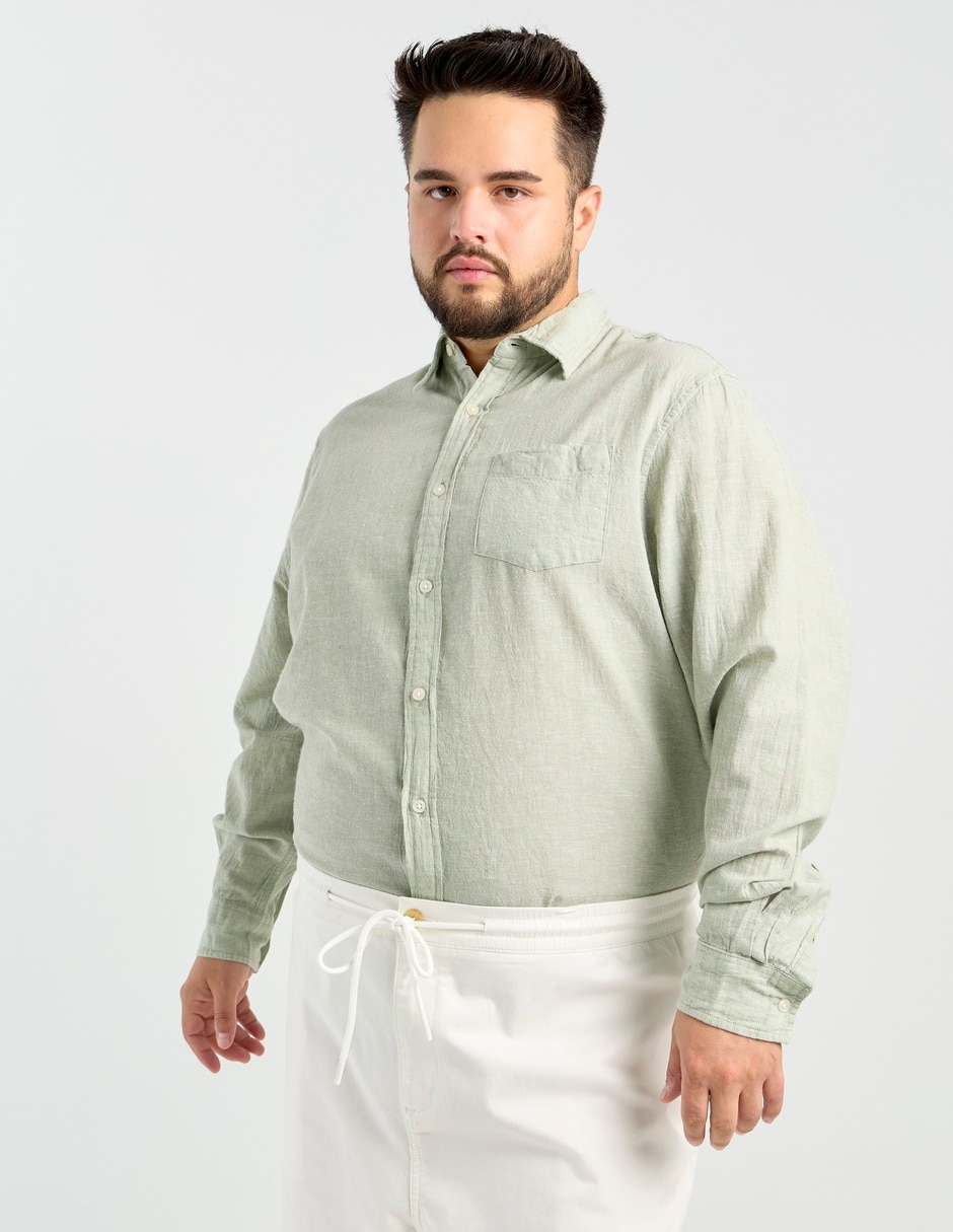 Camisa casual de algodón manga larga para hombre Camisa casual de algodón manga larga para hombre