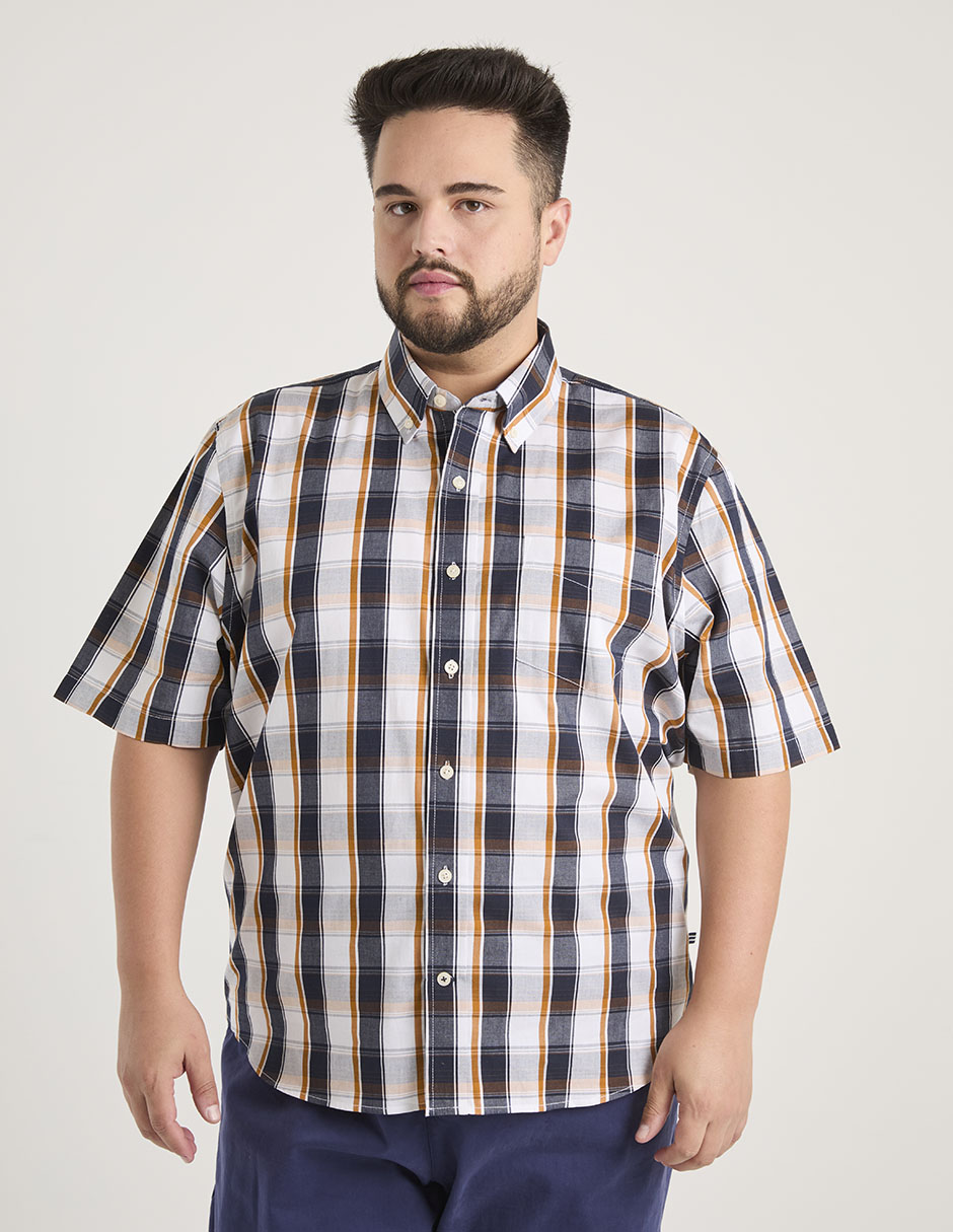 Camisa casual de algodón manga corta para hombre