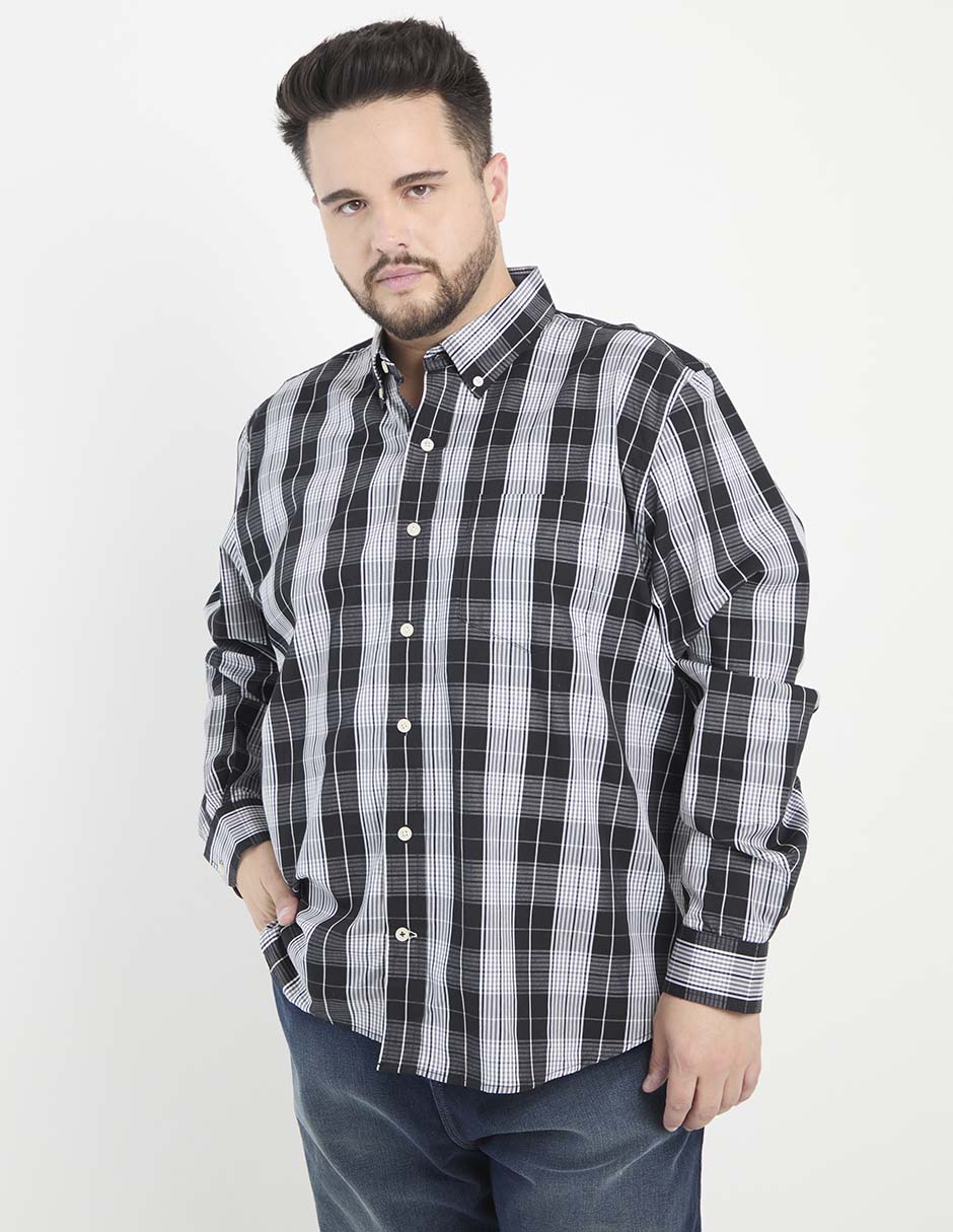 Camisa casual de algodón manga larga para hombre