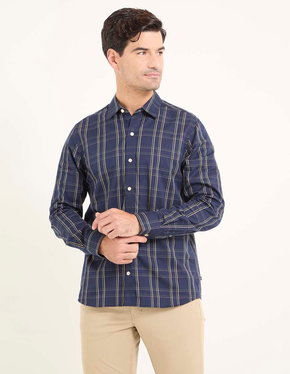Camisa casual de algodón manga larga para hombre Camisa casual de algodón manga larga para hombre