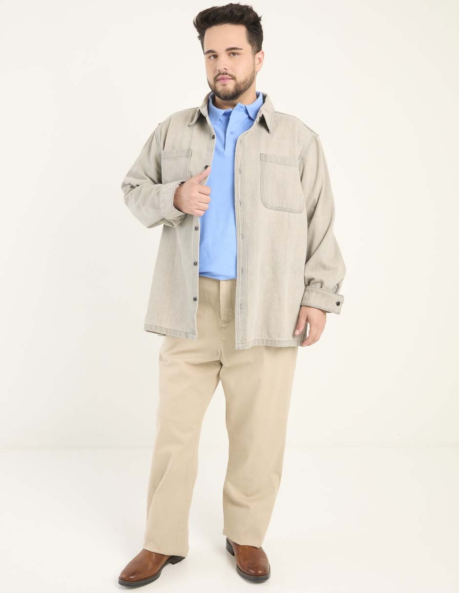 Sobrecamisa casual de mezclilla manga larga para hombre 3