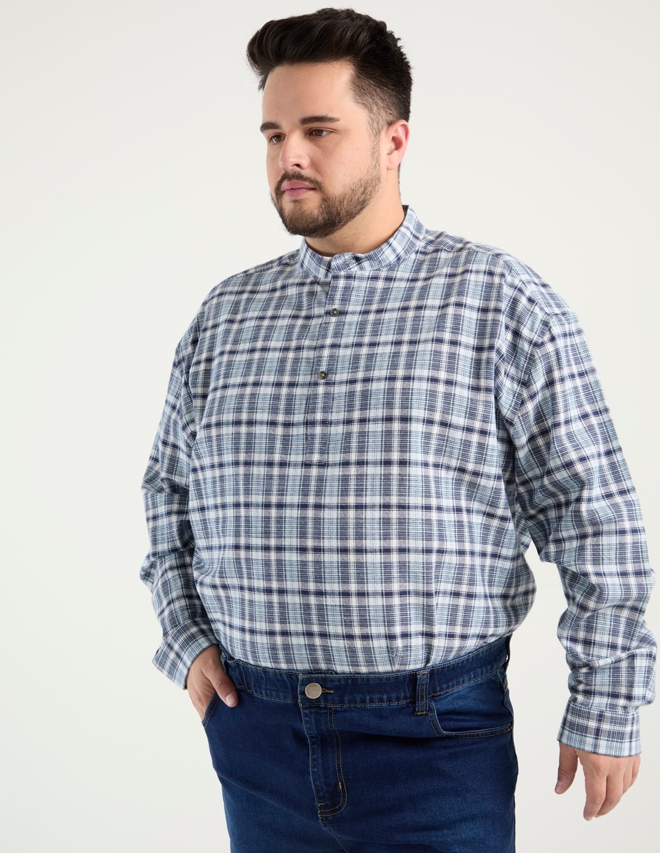 Camisa casual de algodón manga larga para hombre