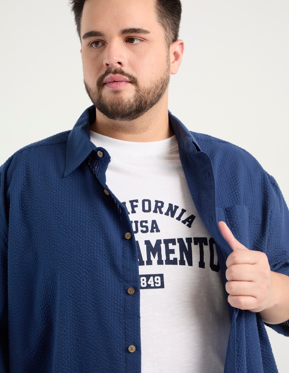 Sobrecamisa casual de algodón manga corta para hombre 4