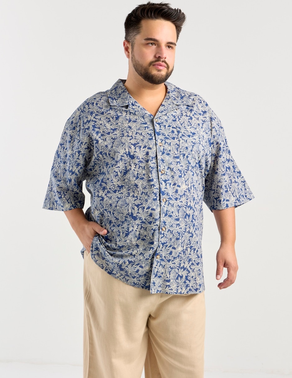 Camisa casual manga al codo para hombre