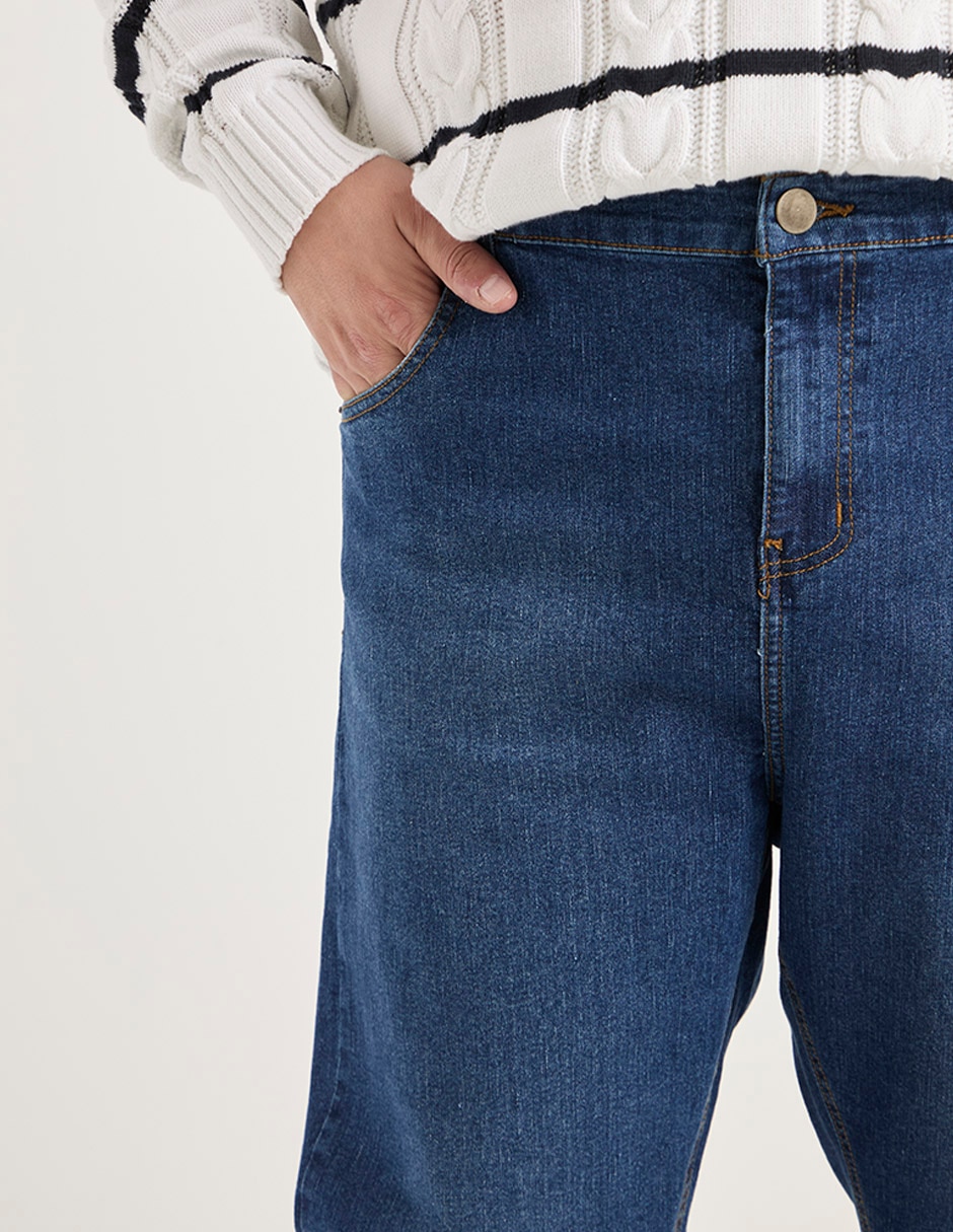 Jeans straight lavado medio para hombre 4