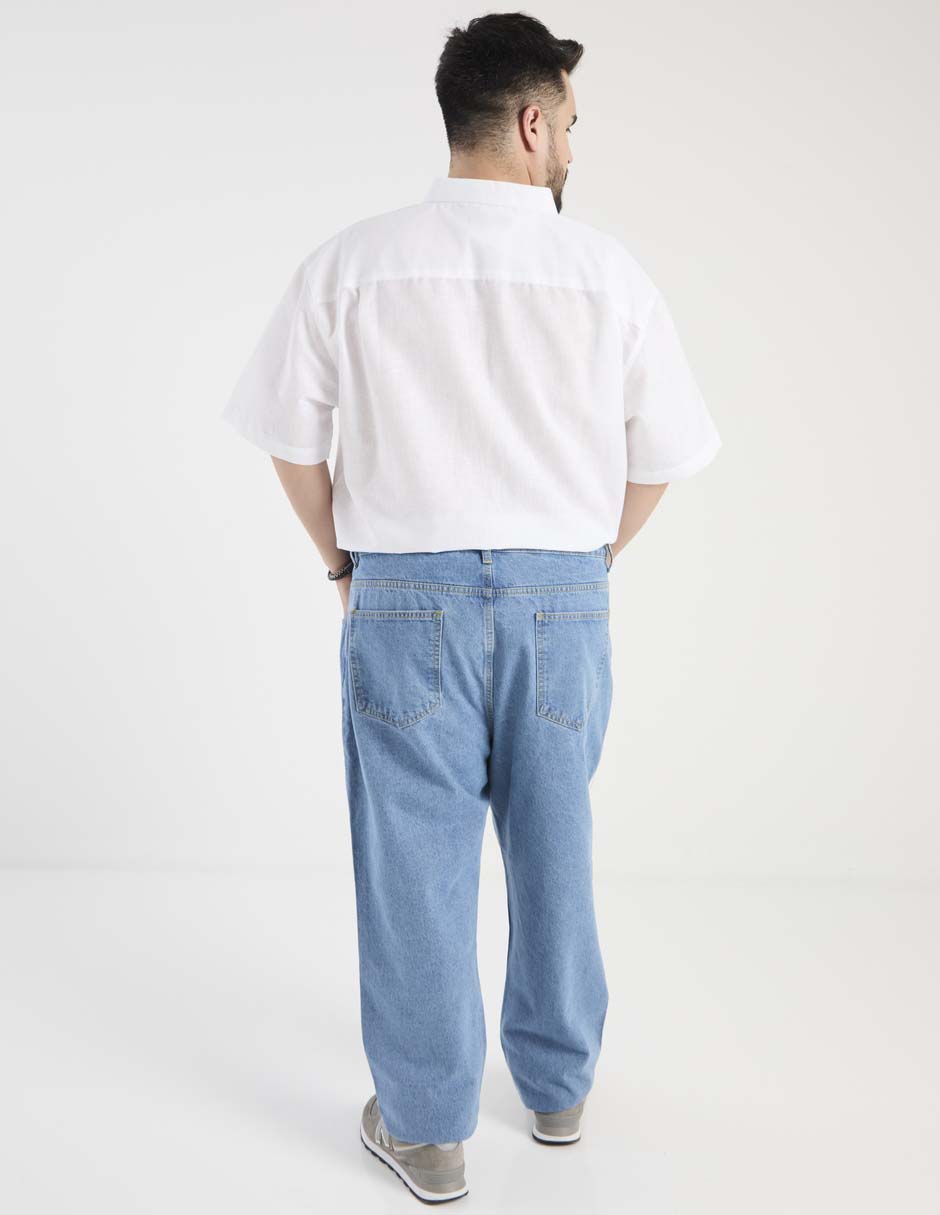 Jeans straight lavado claro para hombre 2