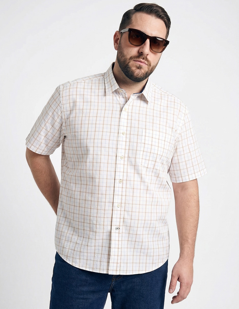 Camisa casual de algodón manga corta para hombre