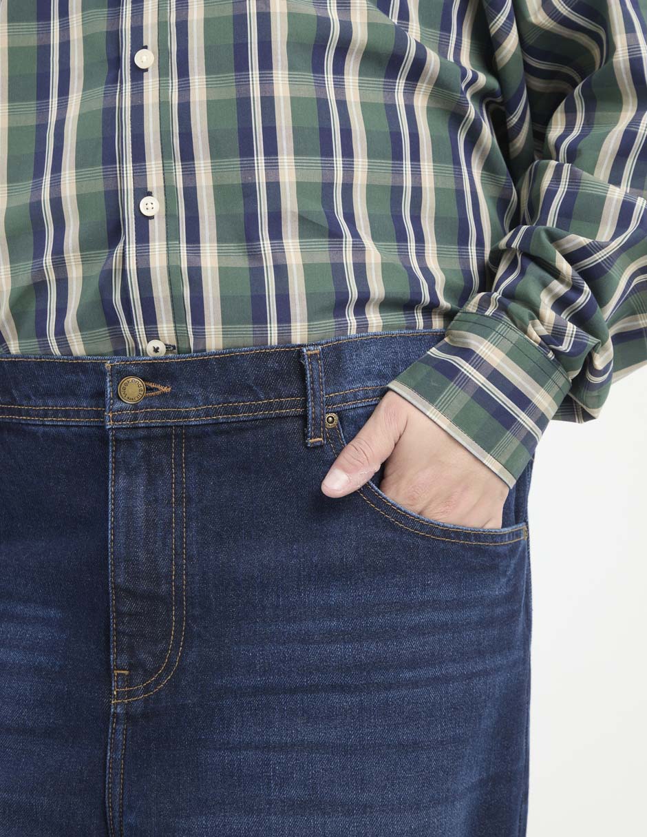 Jeans relaxed straight lavado obscuro para hombre 4