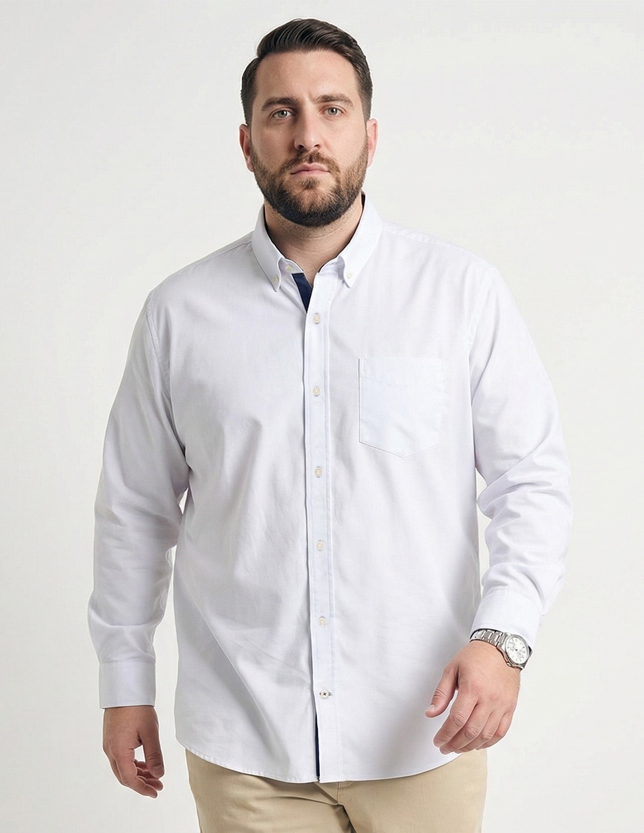 Camisa de vestir de algodón manga larga para hombre