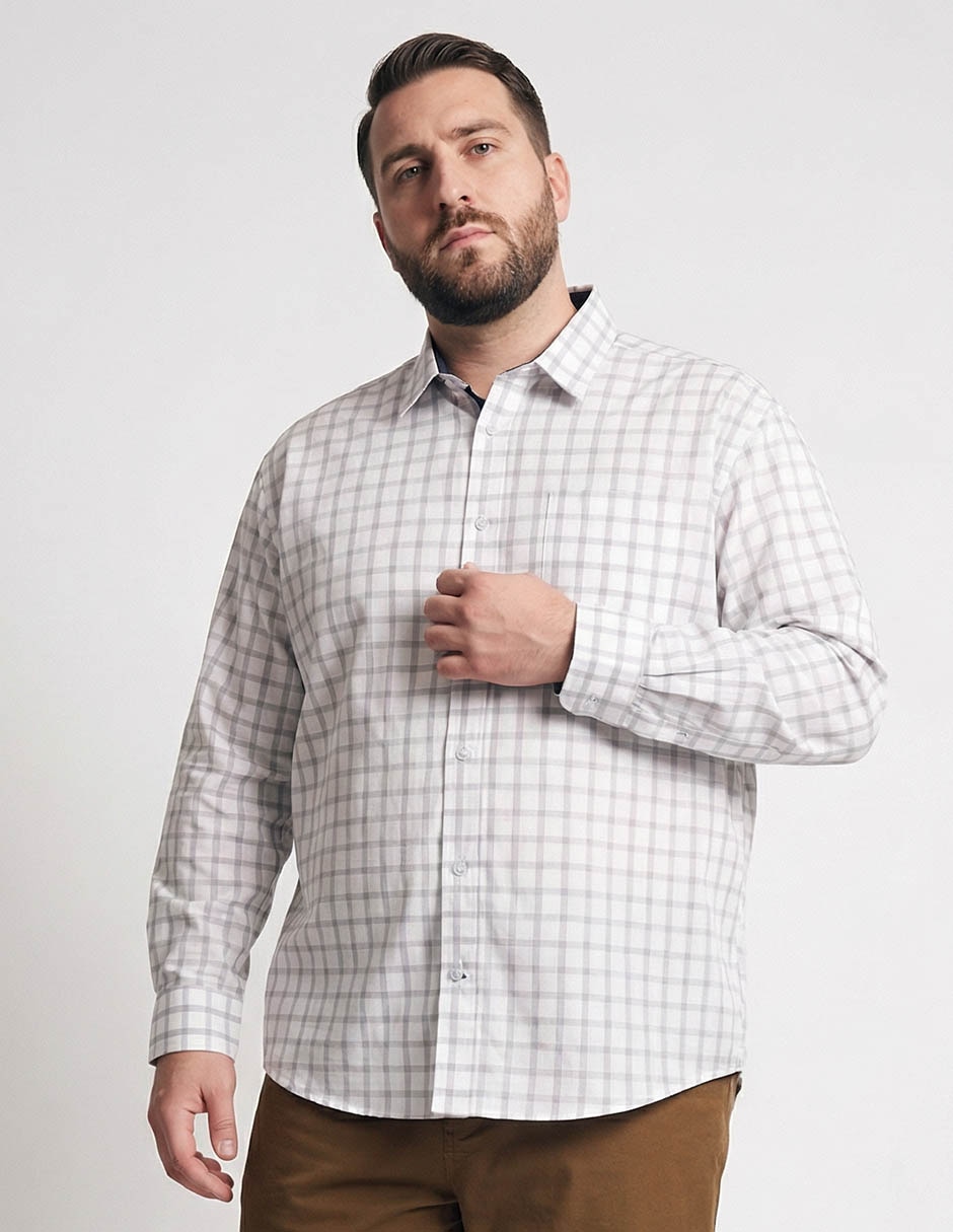 Camisa de vestir de algodón manga larga para hombre